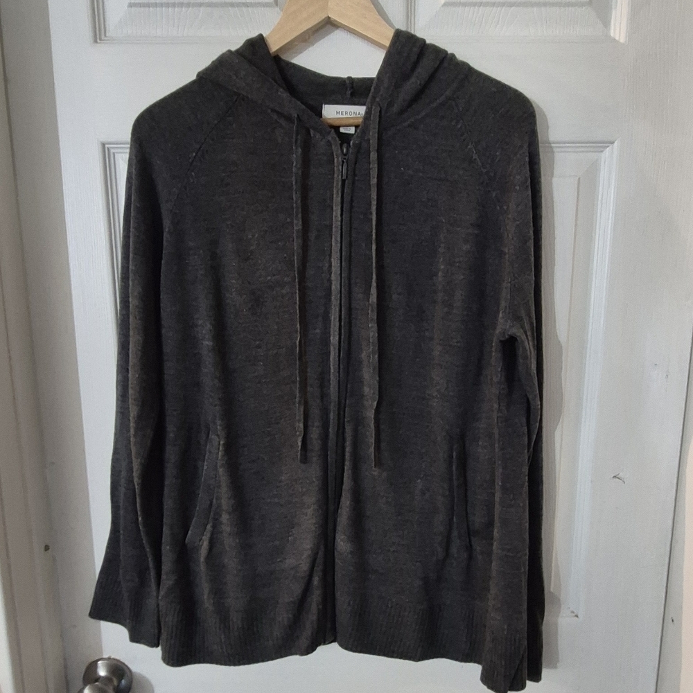 Women's Merona Charcoal Gray Zip-Up Sweater Sz 1X
